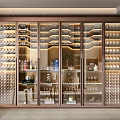 Luxury Modern Wine Cabinet With Glass Doors Interior Lighting And Wine Bottle