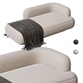 Modern Beige Chaise Lounge With Gray Knit Blanket And Soft Upholstery