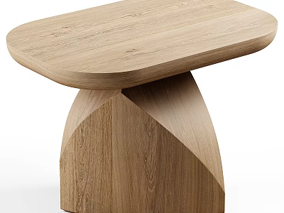 Modern Wooden Stool With Oval Seat And Unique Geometric Base Design 3d model