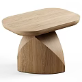 Modern Wooden Stool With Oval Seat And Unique Geometric Base Design