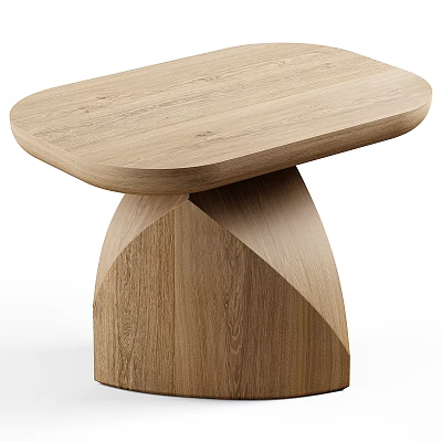 Modern Wooden Stool With Oval Seat And Unique Geometric Base Design 3d model