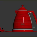 Modern Red Electric Kettle With Layered Design And Power Cord