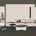 Modern Living Room Interior With Beige Sofa Round Coffee Table And Minimalist Design