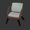 Modern Design Wicker Leisure Chair With White Cushion And Dark Wooden Legs