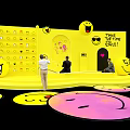 Yellow Smiley Face Themed Play Structures With Various Shapes And Interactive Elements 3d model