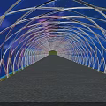 Road Infrastructure Colorful Lighted Tunnel with Geometric Transparent Structure and Smooth Road Surface 3d model