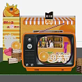 Vibrant Orange TV Shaped Photo Check-in Spot With Perfect Festival Decorations And Green Grass