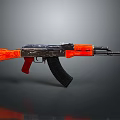 High Quality AK47 Assault Rifle With Orange Wooden Stock Grip Black Barrel Magazine