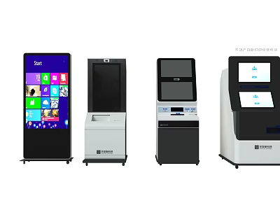 Modern Public Self Service Kiosks With Touchscreen Terminals And Multifunctional Design 3d model
