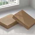 Two Brown Cardboard Boxes in Bright Room With Window And Buildings Outside