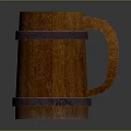 Wooden Barrel Shaped Mug With Decorative Bands For Household Use