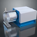Industrial Rotary Machine With Perforated Metal Drum White Top Blue Base