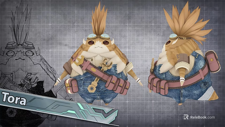 Game Movie Character With Spiky Hair Goggles Chubby Body Denim Overalls And Tool Belt 3d model 