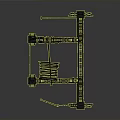 Industrial Metal Frame Scene Component With Wooden Planks Scaffolding And Entrance Structure Details