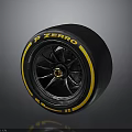 Car Performance Tire with P ZERO Brand Black Rubber and Yellow Stripe Design