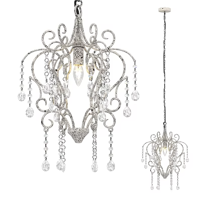 Elegant Crystal Chandelier Design With Decorative Hanging Droplets And Intricate Metal Frame 3d model