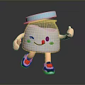 Cute Transparent Jar Game Character With Blue Lid Smiling Face Blush Cheeks And Sneakers