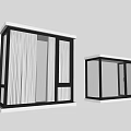 Modern Bay Windows in Contemporary Interior with White Walls Black Frames Glass Panes