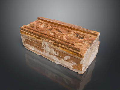 Scenic Historic Red Brick Architecture Landscape With Intricate Carved Patterns and Natural Backdrop 3d model
