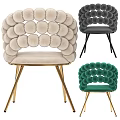 Modern Velvet Accent Chairs With Spherical Back Design And Metal Legs In Various Colors