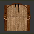 Wooden Leisure Chair With Curved Slat Back And Woven Seat Design Details