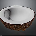 Handmade Natural Coconut Bowl With White Interior And Brown Shell Texture