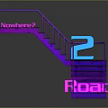 Neon Lit Staircase With Nowhere Text Number 2 And Floatit On Reflective Surface 3d model