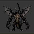 Dark Red Dragon With Muscular Body Large Wings Sharp Claws And Long Tail