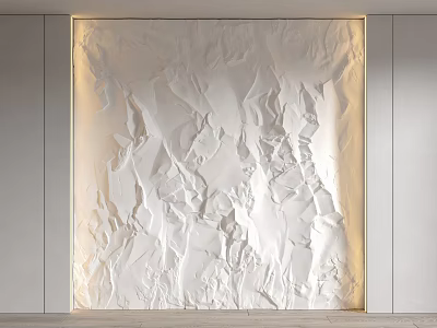Modern White Textured Sofa Background Wall With 3D Design And Soft Lighting 3d model
