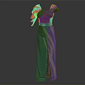 Elegant Green Dress With Decorative Sleeves And Split Design For Fashion