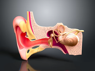 3D Human Ear Anatomy Structure With Inner Middle And Outer Components 3d model