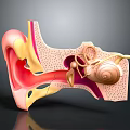 3D Human Ear Anatomy Structure With Inner Middle And Outer Components