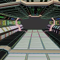 Futuristic Technological Metallic Corridor With Spacious Design And Illuminated Light Strips