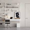 Modern desk and chair bookcase combination 3d model