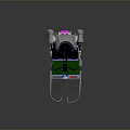 Modern Public Chair 3D Render With Green Seat And Blue Backrest Ergonomic Structure