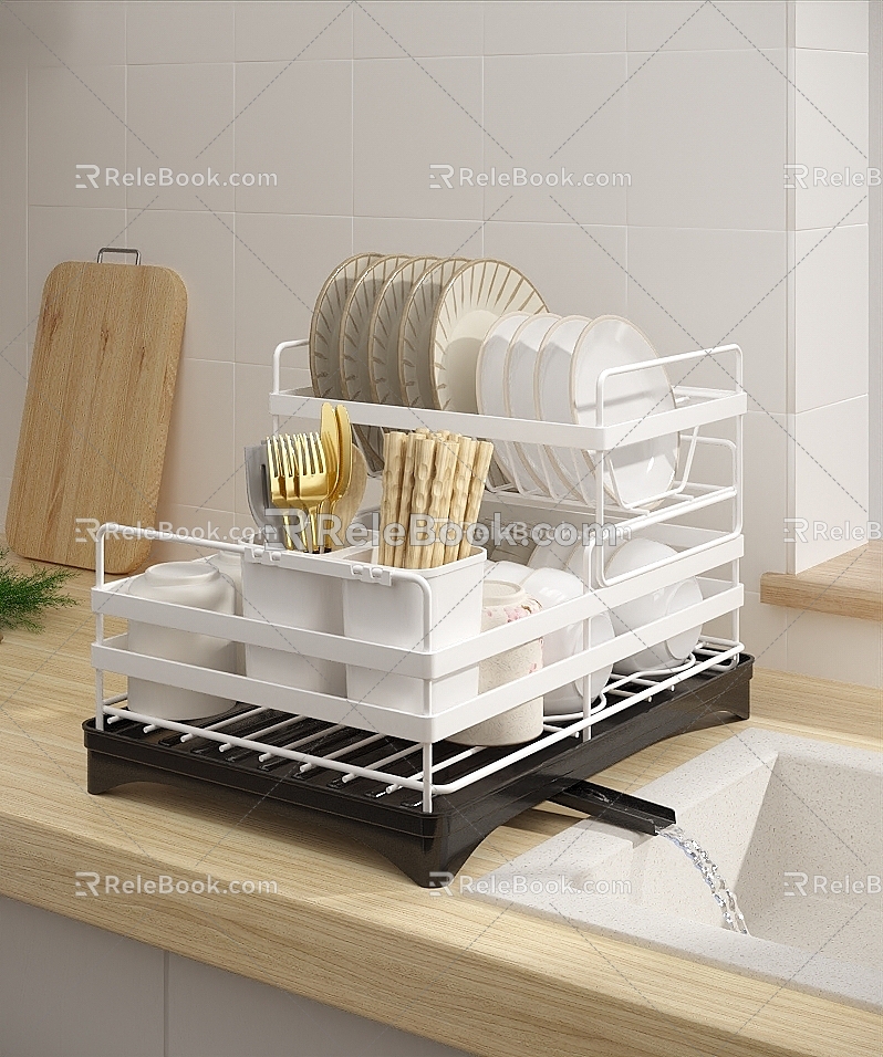 Chopsticks tube double-layer dish rack 3d model