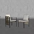 Modern Leisure Chair With Armrests Lattice Backrest Upholstered Seat And Metal Frame