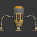 Mechanical Creature Featuring Yellow Top Black Yellow Stripes And Multiple Mechanical Legs 3d model