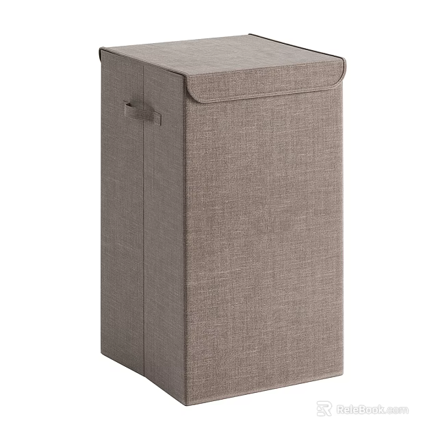 Gray Fabric Storage Basket With Lid And Handles For Home Organizing 3d model 