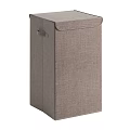 Gray Fabric Storage Basket With Lid And Handles For Home Organizing