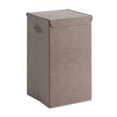 Gray Fabric Storage Basket With Lid And Handles For Home Organizing 3d model