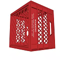 Red Plastic Storage Basket with Grid Design and Handles for Home Organization