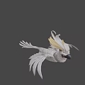 Game Animated White Parrot Character With Spread Wings And Yellow Head Feathers