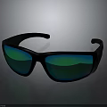 Modern Black Frame Sunglasses With Green Reflective Lenses For Daily Use