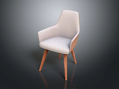 Modern Accent Chair With Light Fabric Upholstery And Wooden Legs Design 3d model