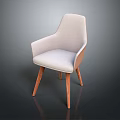 Modern Accent Chair With Light Fabric Upholstery And Wooden Legs Design