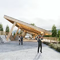 New Chinese Style Corridor Viewing Platform Rural Corridor Rural Structure Rural Rest Space 3d model