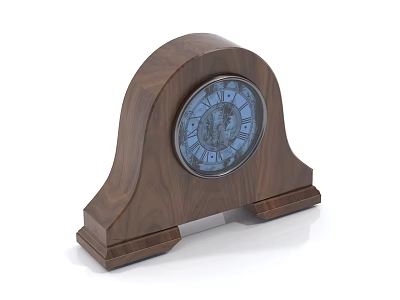 Vintage Wooden Mantel Clock With Roman Numerals Dial And Elegant Walnut Design 3d model