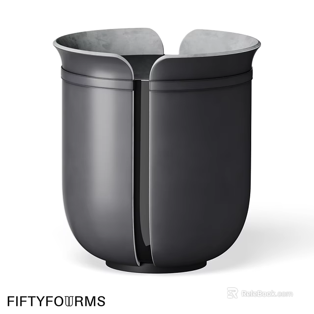 Modern Black Dining Table With Sleek Cylindrical Base And Matte Finish 3d model 