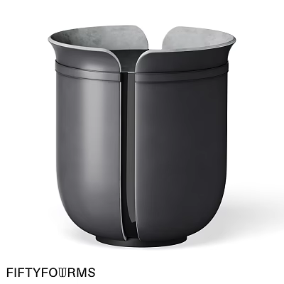 Modern Black Dining Table With Sleek Cylindrical Base And Matte Finish 3d model
